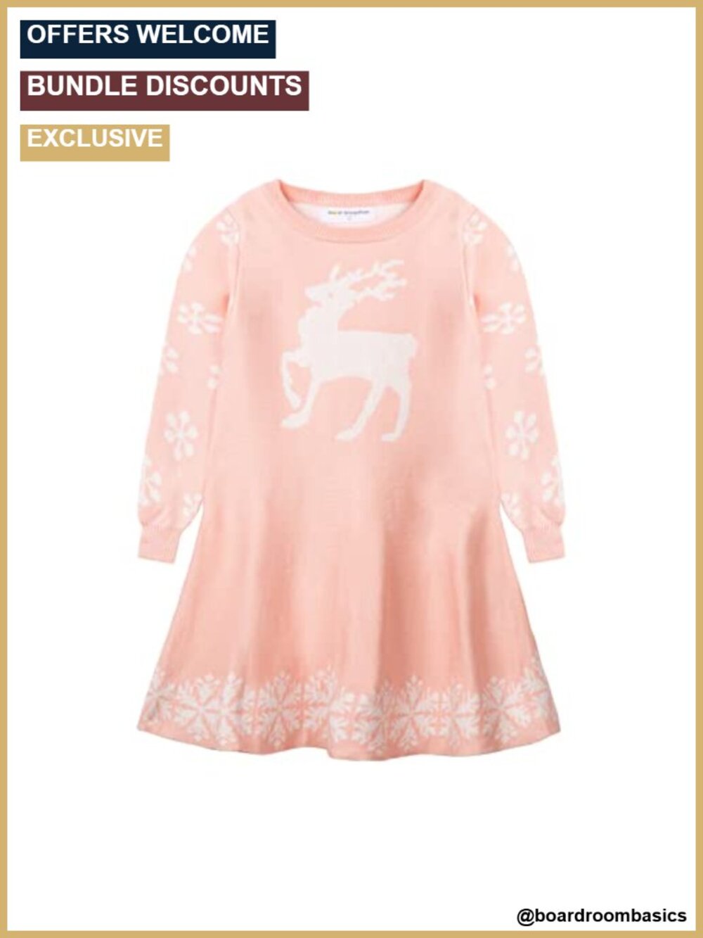 Girls Sweater Dress Bow Knit Knee-Length Long Sleeve